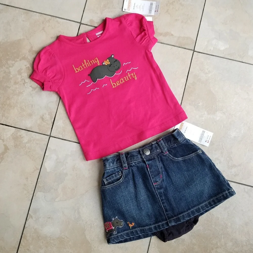 Gymboree Bathing Beauty Hippo 3 Piece Outfit